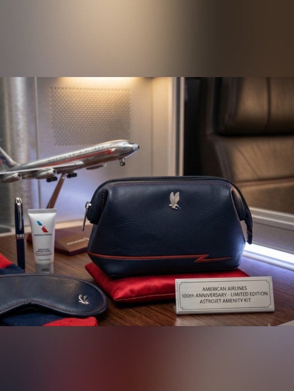 American Airlines 100th Anniversary Astrojet Amenity Kit - Limited Edition Navy